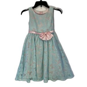 Kids Dream Butterfly Dress Girl’s Size 7-8 Blue/Pink Made in USA Style# 382